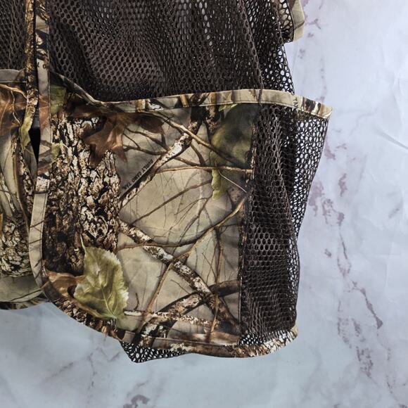 WFS Vest Mens XL Camo Burly Camo Tan Woodland Element Hunting Game Bag Mesh - Picture 4 of 11